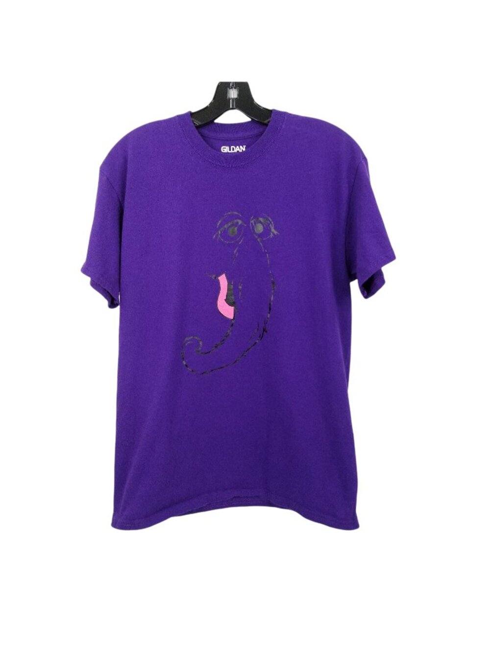 Mr Snuffleupagus Purple Gildan T-Shirt M Sesame Street Retro Graphic Print